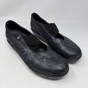 Wolky Pichu Mary Jane Shoes 41 Black Distressed Leather New Slip On 6651839